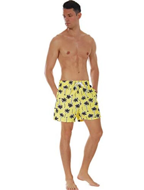 SILKWORLD Men's Swim Shorts Quick Dry Athletic Beach Trunks with Pockets