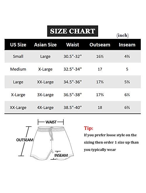 SILKWORLD Men's Swim Shorts Quick Dry Athletic Beach Trunks with Pockets