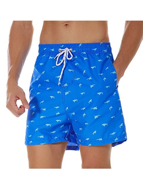 SILKWORLD Men's Swim Shorts Quick Dry Athletic Beach Trunks with Pockets