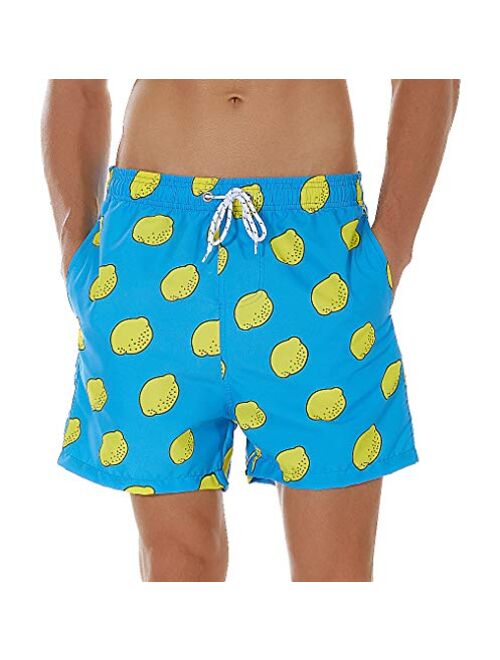 SILKWORLD Men's Swim Shorts Quick Dry Athletic Beach Trunks with Pockets