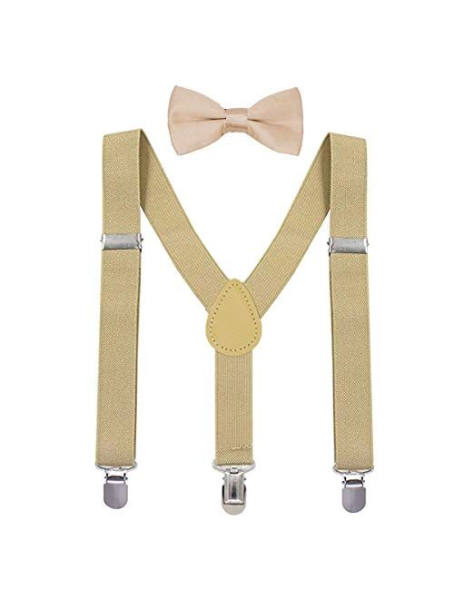 Suspenders Set for Kids, Polyester Material Y-Shape with 3 Clips