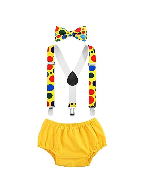 First Birthday Cake Smash Photo Props Baby Boy Y-Back Clip Suspender Bottoms Bowtie Outfits