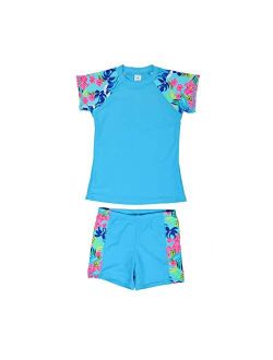 DAYU Unisex Kids Rashguard Set Two Piece Swimsuit UPF 50+ UV 4-14 Years