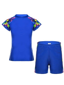 DAYU Unisex Kids Rashguard Set Two Piece Swimsuit UPF 50+ UV 4-14 Years