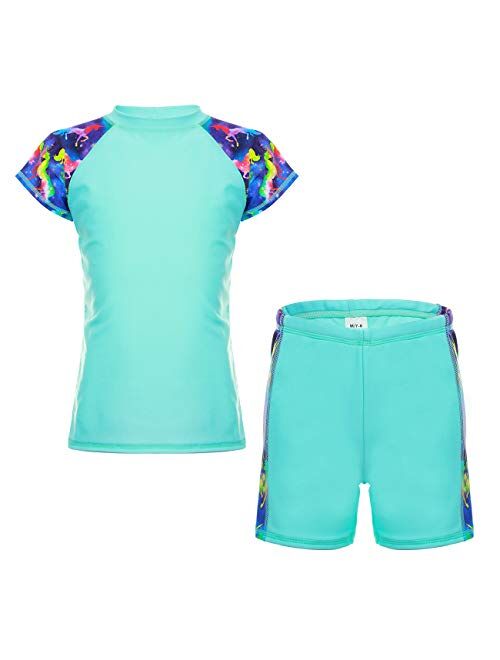 DAYU Unisex Kids Rashguard Set Two Piece Swimsuit UPF 50+ UV 4-14 Years