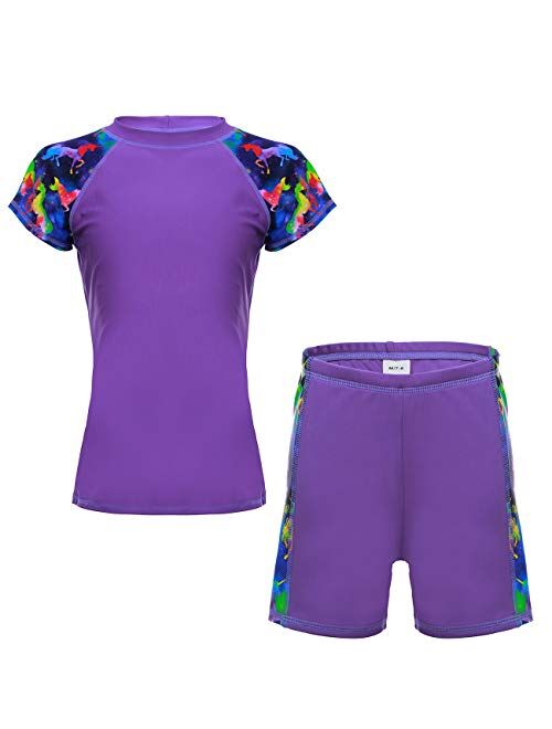 DAYU Unisex Kids Rashguard Set Two Piece Swimsuit UPF 50+ UV 4-14 Years