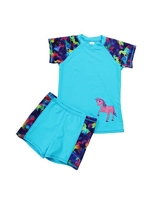 DAYU Unisex Kids Rashguard Set Two Piece Swimsuit UPF 50+ UV 4-14 Years