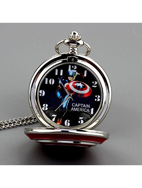 Mens Five-Pointed Star America Pocket Watch Quartz Movement Steampunk Fob Watches for Man Gifts