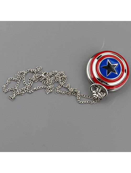 Mens Five-Pointed Star America Pocket Watch Quartz Movement Steampunk Fob Watches for Man Gifts