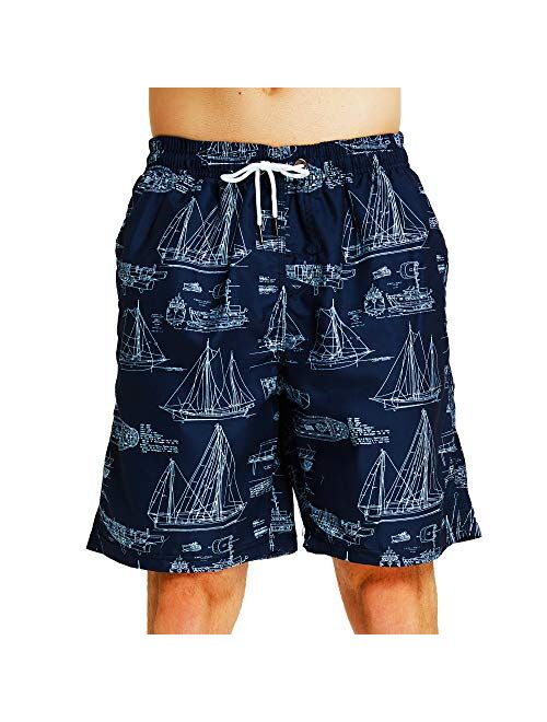 AINIKO Mens Swim Trunks Quick Dry Board Short Pants with Pockets and Mesh Lining Beach Swimwear Bathing Suits