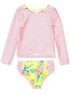 Girls Rashguard Swim Suit Set with UPF 50  Sun Protection