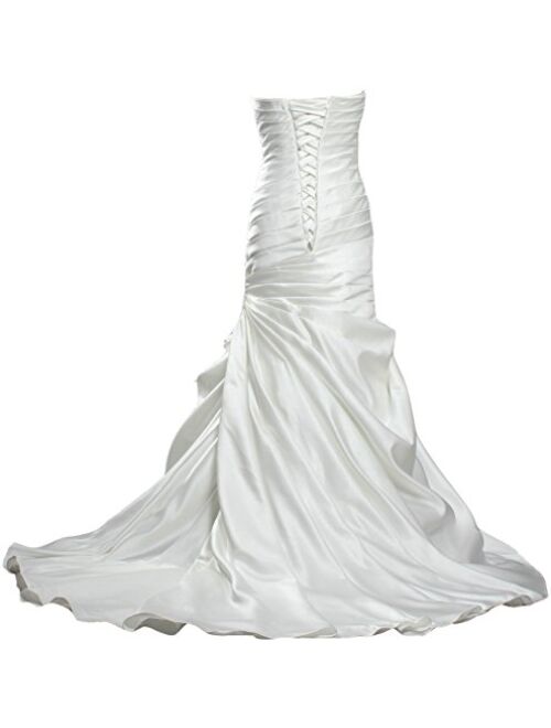 ANTS Women's Elegant Mermaid Satin Sweetheart Long Wedding Dresses