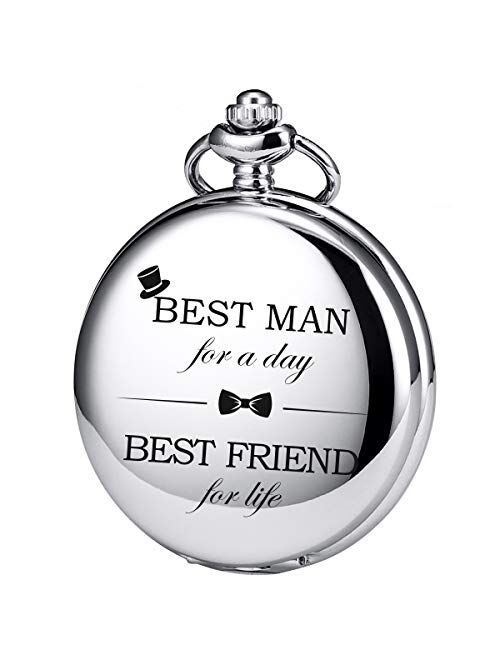 SIBOSUN Best Man for Wedding or Proposal - Engraved Best Man Pocket Watch - Wedding