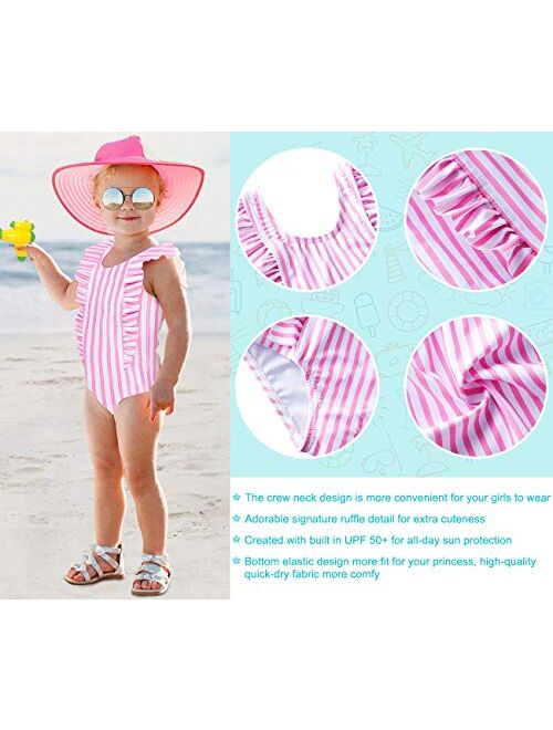 ALISISTER Toddler Little Girl Swimsuit Ruffle Bathing Suit One Piece Swimwear