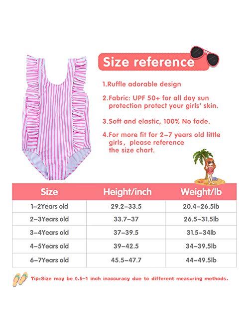 ALISISTER Toddler Little Girl Swimsuit Ruffle Bathing Suit One Piece Swimwear