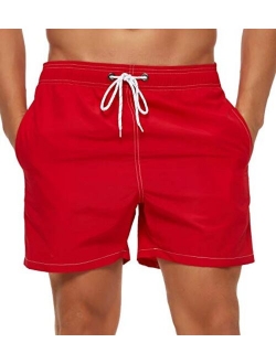 Tyhengta Men's Swim Trunks Quick Dry Beach Shorts with Mesh Lining