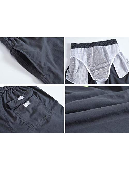 Tyhengta Men's Swim Trunks Quick Dry Beach Shorts with Mesh Lining