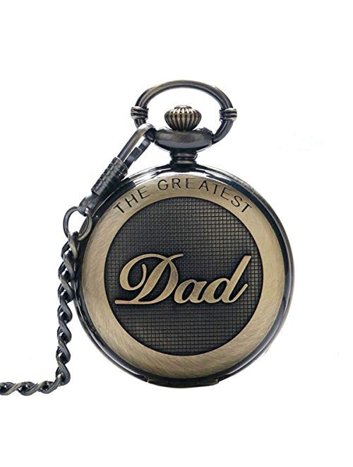 SwitchMe Retro Quartz Pocket Watch Japan Movement with Belt Clip Chain for Dad