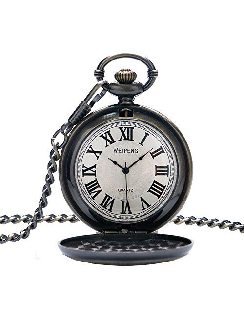 SwitchMe Retro Quartz Pocket Watch Japan Movement with Belt Clip Chain for Dad