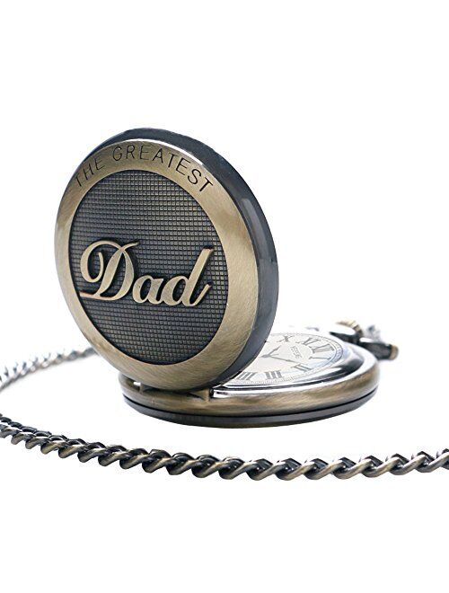 SwitchMe Retro Quartz Pocket Watch Japan Movement with Belt Clip Chain for Dad