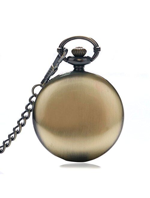 SwitchMe Retro Quartz Pocket Watch Japan Movement with Belt Clip Chain for Dad