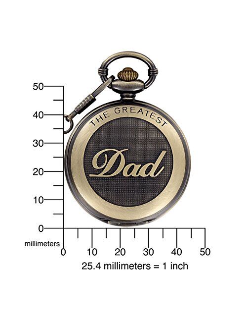 SwitchMe Retro Quartz Pocket Watch Japan Movement with Belt Clip Chain for Dad