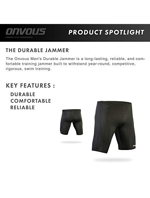 Onvous Men's Durable Training Jammer | Practice Swimsuit with Full Inside Liner | Comfortable & Reliable | Sizes 28-38