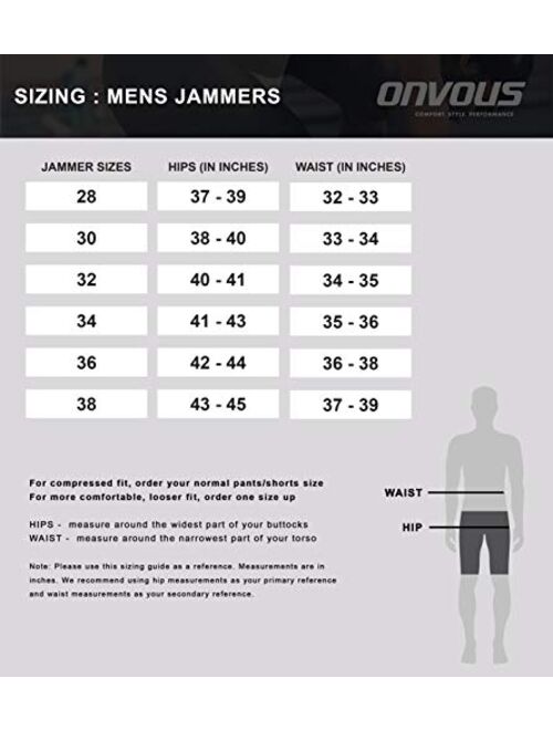 Onvous Men's Durable Training Jammer | Practice Swimsuit with Full Inside Liner | Comfortable & Reliable | Sizes 28-38