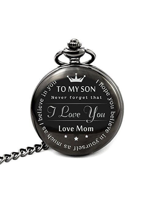 memory gift to My Son - Love Mom from Mother to Son Gifts from a Mother to a Son Pocket Watch Alfy