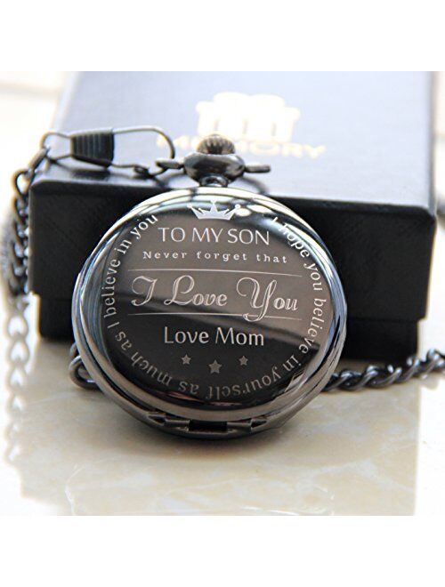 memory gift to My Son - Love Mom from Mother to Son Gifts from a Mother to a Son Pocket Watch Alfy