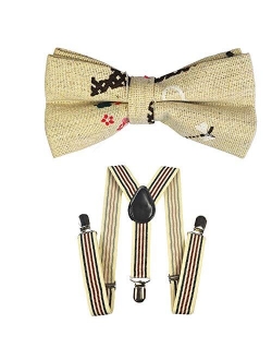 Kids Suspenders And Bow Tie Set Adjustable Suspender Bowtie Necktie Sets Gift For Boys And Girls