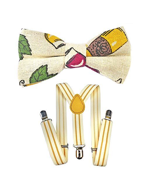 Kids Suspenders And Bow Tie Set Adjustable Suspender Bowtie Necktie Sets Gift For Boys And Girls