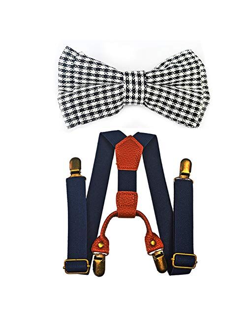 Kids Suspenders And Bow Tie Set Adjustable Suspender Bowtie Necktie Sets Gift For Boys And Girls