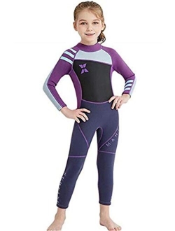 JELEUON Little Kids Girls Boys UV Protection Swimsuits 2.5mm Neoprene Keep Warm Wetsuit Long Sleeves Diving Suits