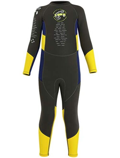 JELEUON Little Kids Girls Boys UV Protection Swimsuits 2.5mm Neoprene Keep Warm Wetsuit Long Sleeves Diving Suits