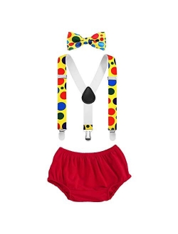 Baby Boys 1st 2nd Birthday Cake Smash Clothes Diaper Bow Tie Suspender 3PCS Outfit Set for Photography Party