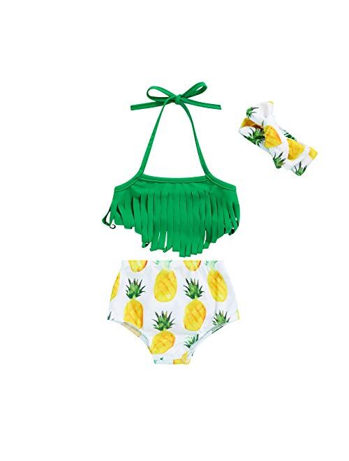 JEELLIGULAR Toddler Baby Girl Swimwear Bowknot Stripe Swimsuit Bathing Suit 2Pcs Bikini Set Outfits Summer