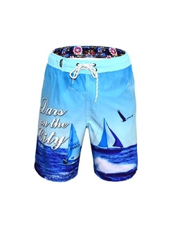 Men's Quick Dry Swim Trunks Beach Shorts with Mesh Lining