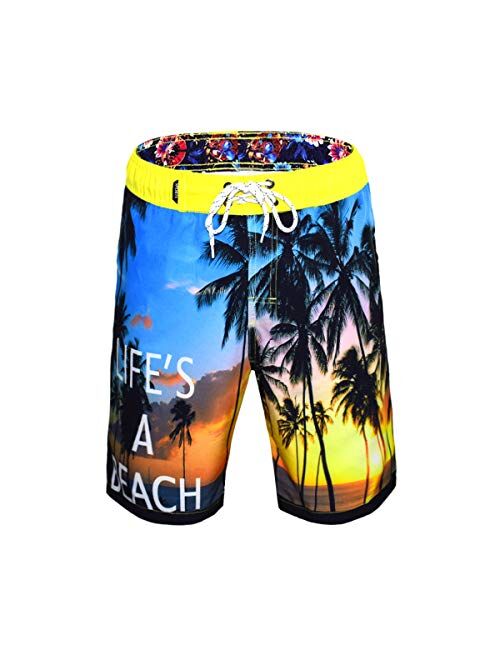 Men's Quick Dry Swim Trunks Beach Shorts with Mesh Lining