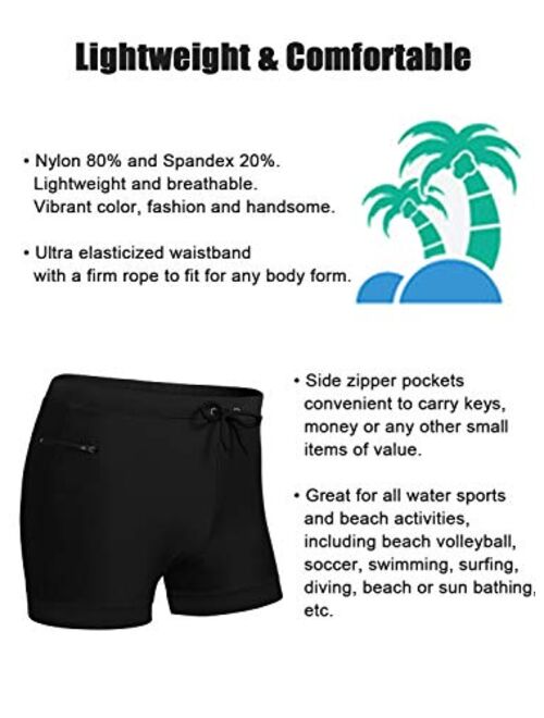 Buy COOFANDY Men's Swimwear Swimsuits Solid Basic Swim Boxer Trunks ...