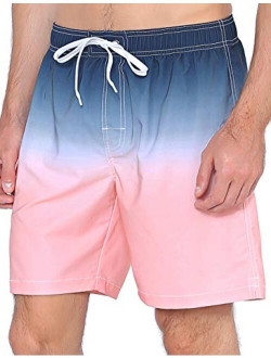 Unitop Men's Swim Trunks Classical Volley Board Shorts Colorful Pattern with Mesh Lining