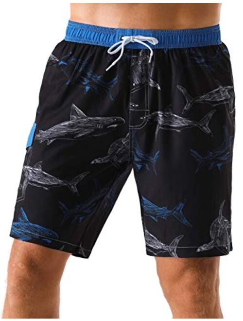 Unitop Men's Swim Trunks Classical Volley Board Shorts Colorful Pattern with Mesh Lining