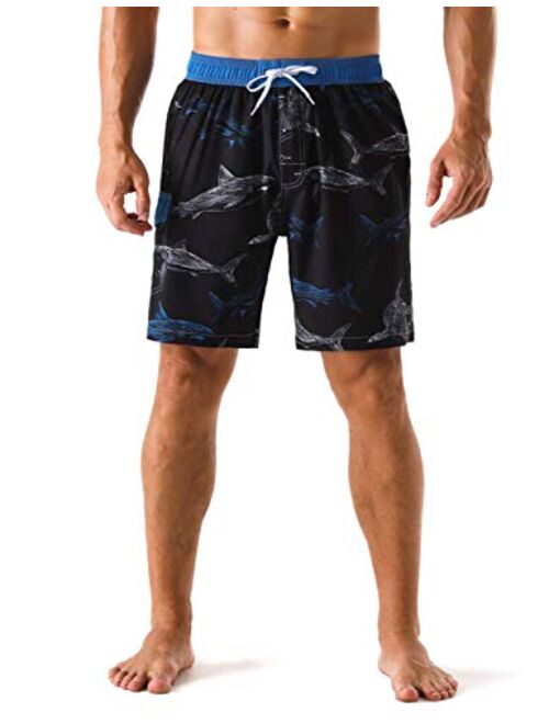 Unitop Men's Swim Trunks Classical Volley Board Shorts Colorful Pattern with Mesh Lining