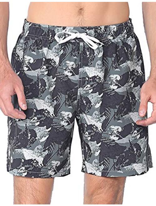 Unitop Men's Swim Trunks Classical Volley Board Shorts Colorful Pattern with Mesh Lining