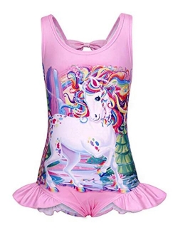 Arielno Girls One Piece Rainbow Unicorn Swimsuit Cherry Ice Cream Bathing Suit Swimwear