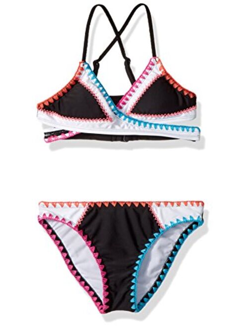 Hobie Girls' Big Wrap Bra Top & Hipster Bottom Swimsuit Set