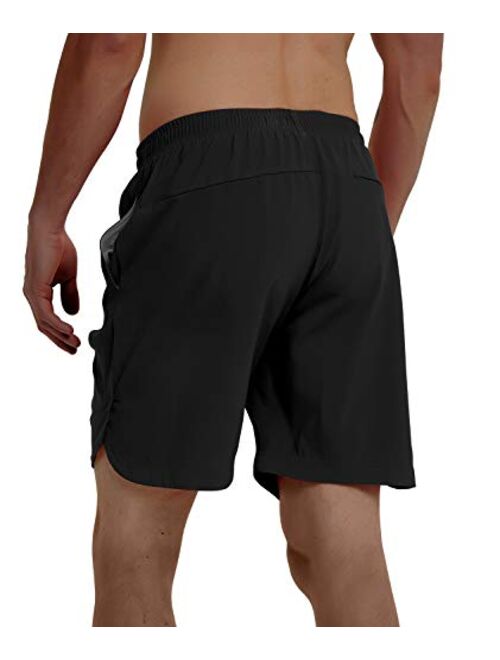 TBMPOY Men's Stripe Running Workout Training Athletic Shorts Drawstring Casual Shorts