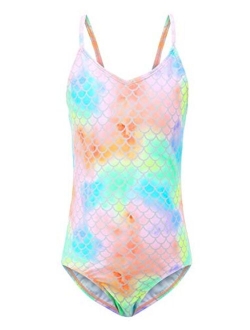 Girls One Piece Swimsuits Mermaid Bathing Suit Kids Beach Swimwear 3-14 Years