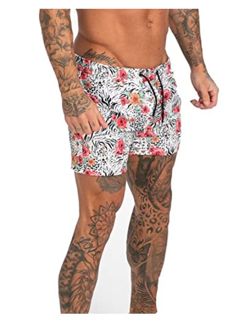 GINGTTO Men's Beach Shorts Bathing Suits with Mesh Lining