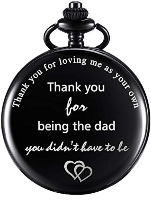 Dad Gifts Quartz Pocket Watch for Father-in-law, Stepdad birthday Christmas